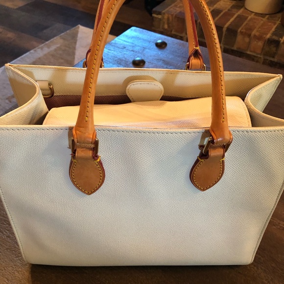 Dooney & Bourke White and Tan Leather Satchel Bag - Picture 4 of 13